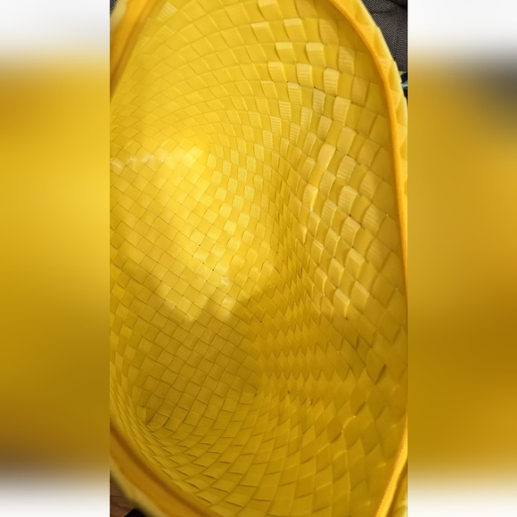 Gingham Basket Weave Handcrafted, Handpainted  Silk-Wrapped Handle Tote Bag NWOT - Picture 14 of 14